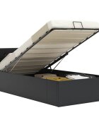 vidaXL Легло с повдигащ механизъм черно изкуствена кожа 100x200 cм