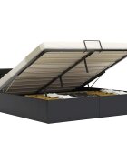 vidaXL Легло с повдигащ механизъм черно изкуствена кожа 180x200 cм