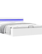 vidaXL Легло с повдигащ механизъм и LED бяло еко кожа 180x200 cм