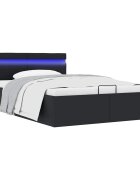 vidaXL Легло с повдигащ механизъм и LED черно еко кожа 120x200 cм