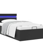 vidaXL Легло с повдигащ механизъм и LED черно еко кожа 90x200 cм
