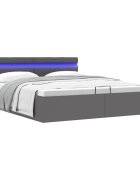 vidaXL Легло с повдигащ механизъм и LED сиво еко кожа 160x200 cм