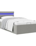 vidaXL Легло с повдигащ механизъм и LED светлосиво текстил 100x200 см
