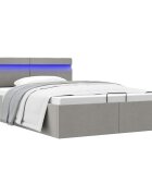 vidaXL Легло с повдигащ механизъм и LED светлосиво текстил 140x200 см