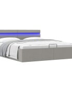 vidaXL Легло с повдигащ механизъм и LED светлосиво текстил 180x200 см