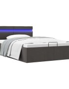 vidaXL Легло с повдигащ механизъм и LED тъмносиво текстил 120x200 см