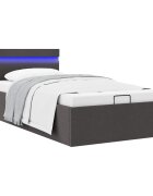 vidaXL Легло с повдигащ механизъм и LED тъмносиво текстил 90x200 см
