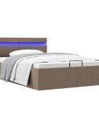 vidaXL Легло с повдигащ механизъм и LED таупе текстил 120x200 см