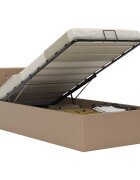 vidaXL Легло с повдигащ механизъм капучино изкуствена кожа 100x200 cм