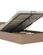 vidaXL Легло с повдигащ механизъм капучино изкуствена кожа 140x200 cм