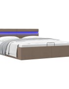 vidaXL Легло с повдигащ механизъм с LED таупе текстил 160x200 см