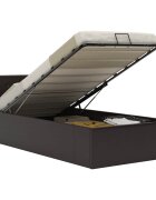 vidaXL Легло с повдигащ механизъм сиво изкуствена кожа 100x200 cм