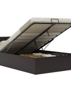 vidaXL Легло с повдигащ механизъм сиво изкуствена кожа 120x200 cм