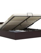 vidaXL Легло с повдигащ механизъм сиво изкуствена кожа 160x200 cм