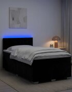 vidaXL Легло с пружина и матрак с LED Черно 120 x 190 cm Кадифе