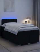 vidaXL Легло с пружина и матрак с LED Черно 120 x 200 cm Текстил