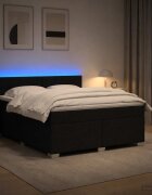 vidaXL Легло с пружина и матрак с LED Черно 180 x 200 cm Текстил