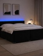 vidaXL Легло с пружина и матрак с LED Черно 200 x 200 cm Кадифе