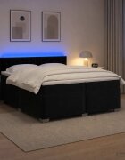 vidaXL Легло с пружина и матрак с LED Черно 200 x 200 cm Кадифе
