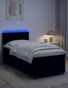 vidaXL Легло с пружина и матрак с LED Черно 80 x 200 cm Кадифе