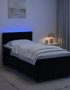 vidaXL Легло с пружина и матрак с LED Черно 80 x 200 cm Кадифе