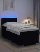 vidaXL Легло с пружина и матрак с LED Черно 80 x 200 cm Текстил