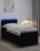 vidaXL Легло с пружина и матрак с LED Черно 90 x 190 cm Кадифе