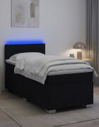 vidaXL Легло с пружина и матрак с LED Черно 90 x 200 cm Текстил