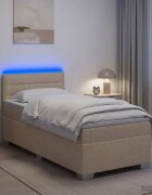vidaXL Легло с пружина и матрак с LED Кремаво 100 x 200 cm Текстил