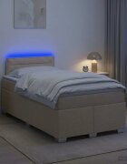 vidaXL Легло с пружина и матрак с LED Кремаво 120 x 200 cm Текстил