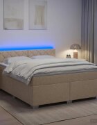 vidaXL Легло с пружина и матрак с LED Кремаво 180 x 200 cm Текстил