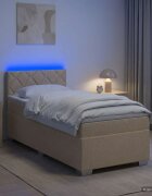 vidaXL Легло с пружина и матрак с LED Кремаво 80 x 200 cm Текстил