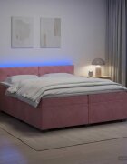 vidaXL Легло с пружина и матрак с LED Розово 200 x 200 cm Кадифе