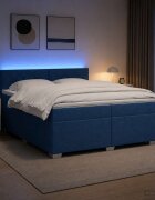 vidaXL Легло с пружина и матрак с LED Синьо 200 x 200 cm Текстил