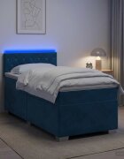 vidaXL Легло с пружина и матрак с LED Синьо 80 x 200 cm Кадифе