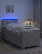vidaXL Легло с пружина и матрак с LED Светлосиво 100 x 200 cm Кадифе