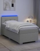 vidaXL Легло с пружина и матрак с LED Светлосиво 100 x 200 cm Текстил