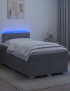 vidaXL Легло с пружина и матрак с LED Светлосиво 120 x 190 cm Текстил