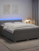 vidaXL Легло с пружина и матрак с LED Светлосиво 140 x 200 cm Текстил