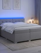 vidaXL Легло с пружина и матрак с LED Светлосиво 200 x 200 cm Текстил