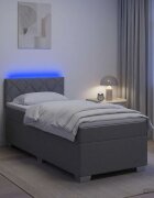 vidaXL Легло с пружина и матрак с LED Светлосиво 80 x 200 cm Текстил