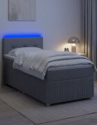 vidaXL Легло с пружина и матрак с LED Светлосиво 90 x 190 cm Текстил