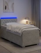 vidaXL Легло с пружина и матрак с LED Светлосиво 90 x 200 cm Кадифе