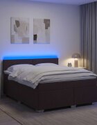 vidaXL Легло с пружина и матрак с LED Тъмен кафяв 140 x 190 cm Текстил