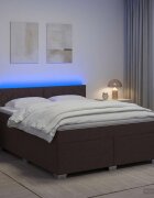 vidaXL Легло с пружина и матрак с LED Тъмен кафяв 160 x 200 cm Текстил