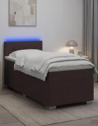 vidaXL Легло с пружина и матрак с LED Тъмен кафяв 90 x 190 cm Текстил