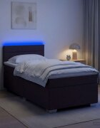 vidaXL Легло с пружина и матрак с LED Тъмен кафяв 90 x 200 cm Текстил