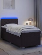 vidaXL Легло с пружина и матрак с LED Тъмен кафяв 90 x 200 cm Текстил