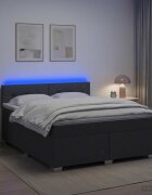 vidaXL Легло с пружина и матрак с LED Тъмносиво 140 x 190 cm Текстил
