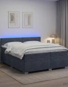 vidaXL Легло с пружина и матрак с LED Тъмносиво 200 x 200 cm Кадифе